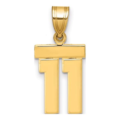 14K Yellow Gold Small Number 11 Pendant