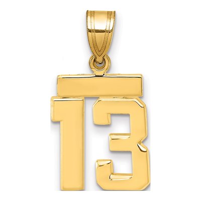 14K Yellow Gold Small Number 13 Charm