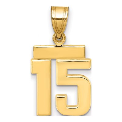14K Yellow Gold Number 15 Charm