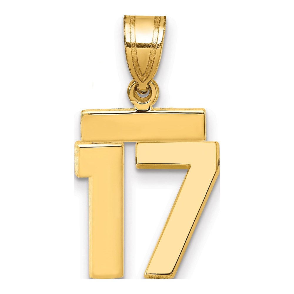 14K Yellow Gold Number 17 Charm