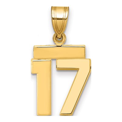 14K Yellow Gold Number 17 Charm