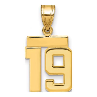 14K Yellow Gold Number 19 Charm
