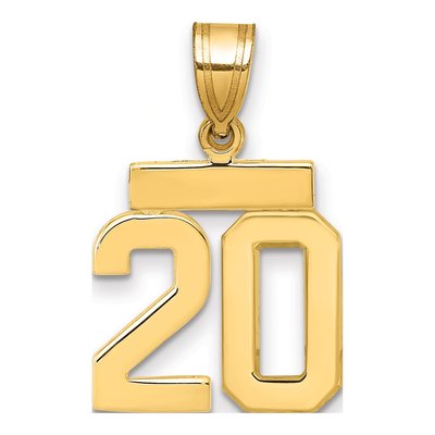 14K Yellow Gold Number 20 Charm