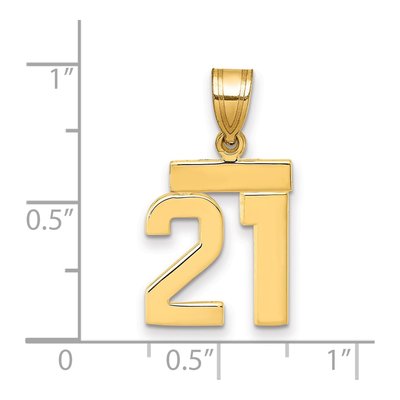 14K Yellow Gold Small Number 21 Pendant – view 3