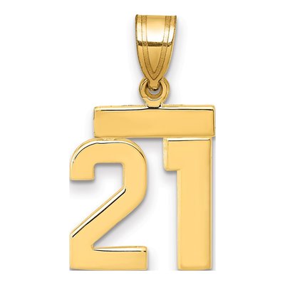 14K Yellow Gold Small Number 21 Pendant