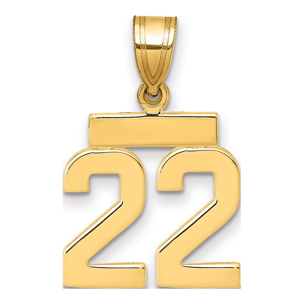 14K Yellow Gold Small Number 22 Pendant