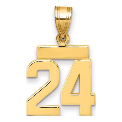 14K Yellow Gold Small Number 24 Pendant