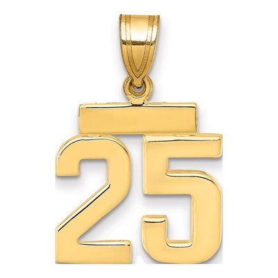 14K Yellow Gold Number 25 Charm