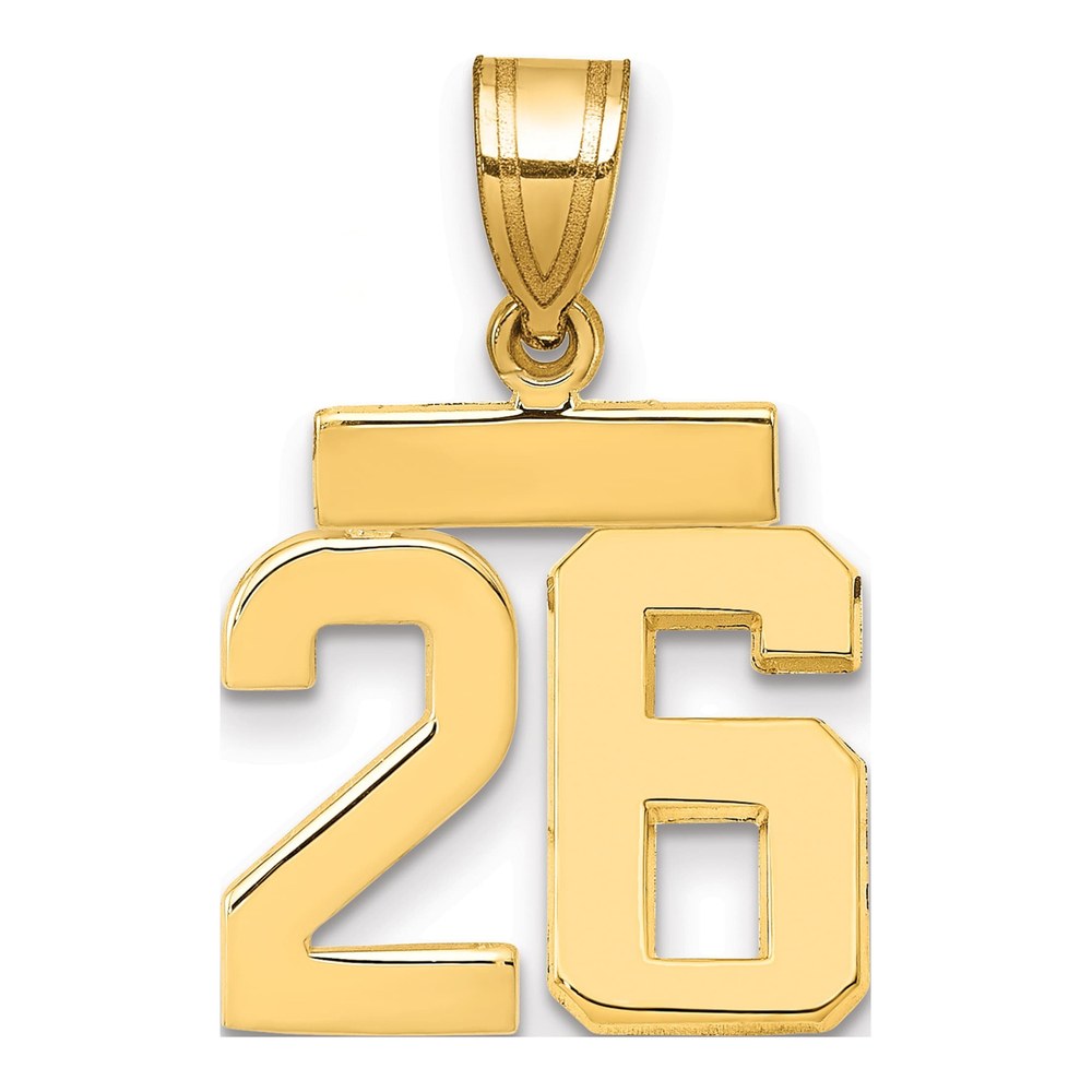 14K Yellow Gold Small Number 26 Charm Pendant