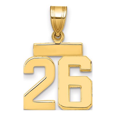 14K Yellow Gold Small Number 26 Pendant