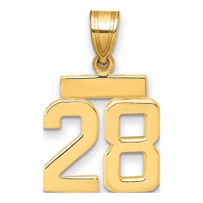 14K Yellow Gold Small Number 28 Pendant