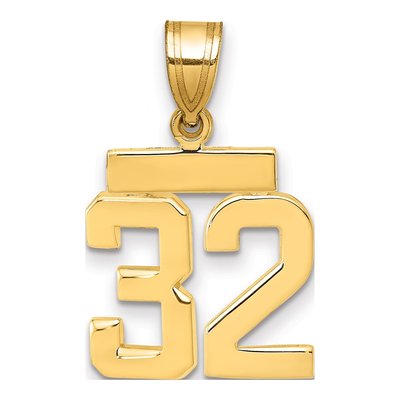 14K Yellow Gold Number 32 Charm