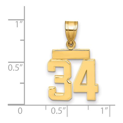 14K Yellow Gold Small Number 34 Pendant – view 2