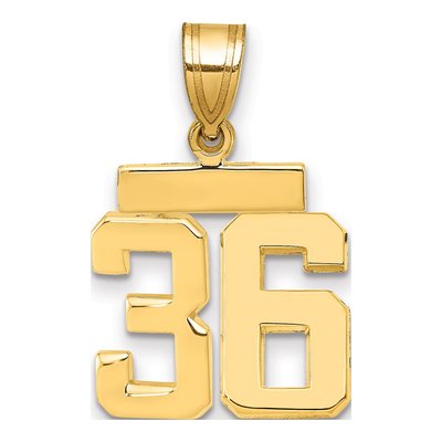 14K Yellow Gold Small Number 36 Pendant
