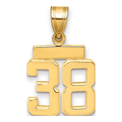 14K Yellow Gold Number 38 Charm