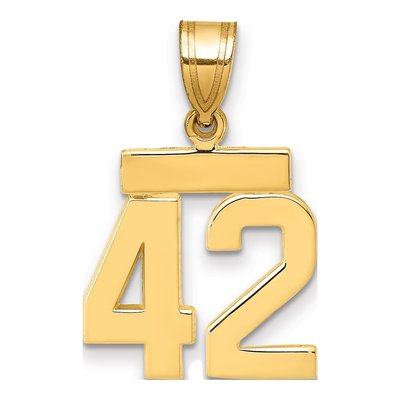 14K Yellow Gold Small Number 42 Pendant