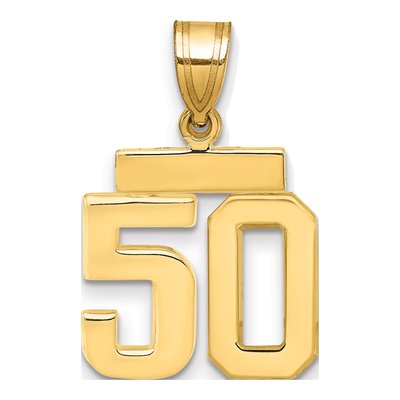 14K Yellow Gold Small Number 50 Pendant