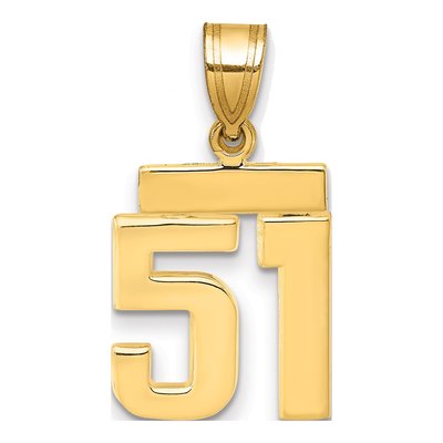 14K Yellow Gold Small Number 51 Charm