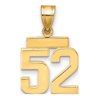 14K Yellow Gold Small Number 52 Pendant