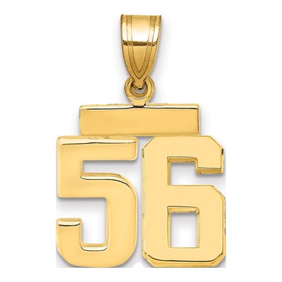 14K Yellow Gold Small Number 56 Pendant