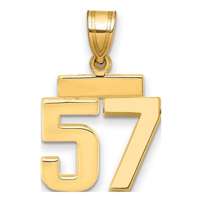 14K Yellow Gold Number 57 Charm