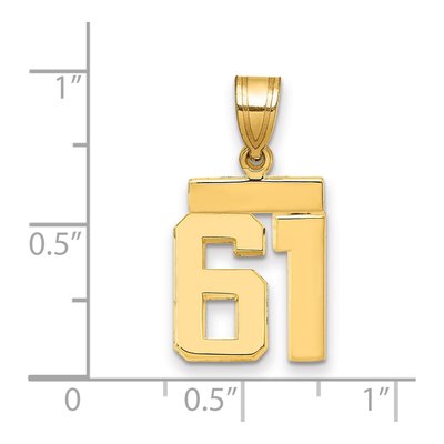 14K Yellow Gold Small Number 61 Charm – view 2