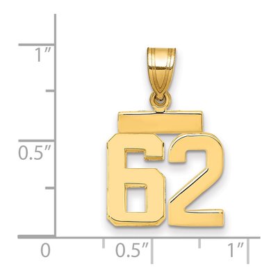 14K Yellow Gold Number 62 Charm – view 2