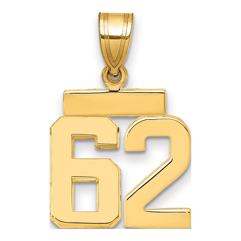 14K Yellow Gold Number 62 Charm