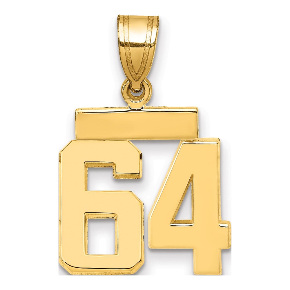 14K Yellow Gold Small Number 64 Charm