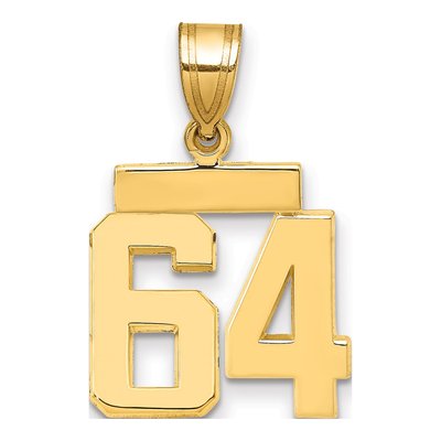 14K Yellow Gold Small Number 64 Charm
