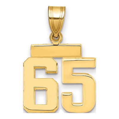 14K Yellow Gold Number 65 Charm