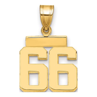 14K Yellow Gold Small Number 66 Charm