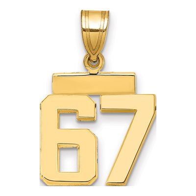 14K Yellow Gold Number 67 Charm