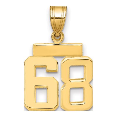 14K Yellow Gold Number 68 Charm