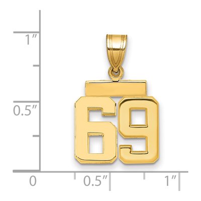 14K Yellow Gold Small Number 69 Pendant – view 2