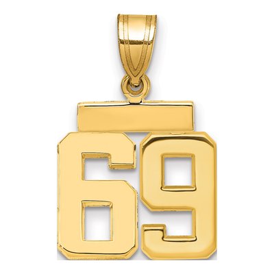 14K Yellow Gold Small Number 69 Pendant