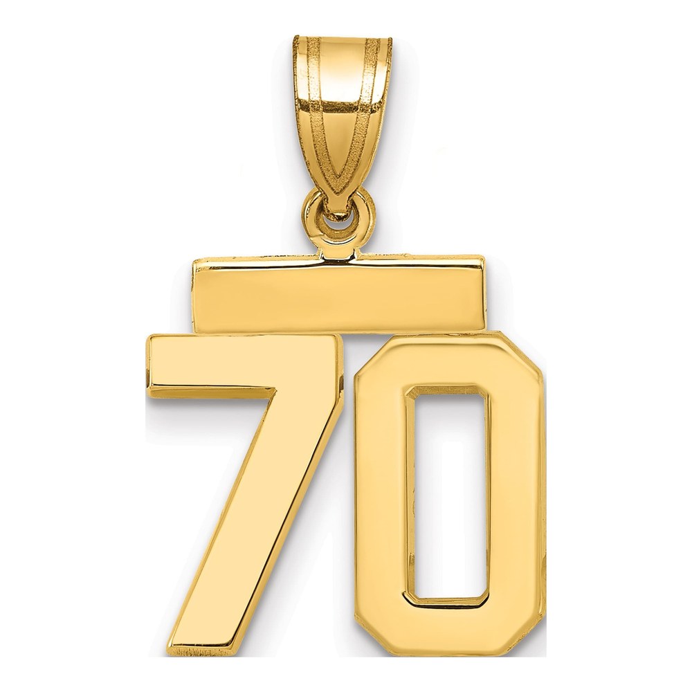 14K Yellow Gold Small Number 70 Charm Pendant