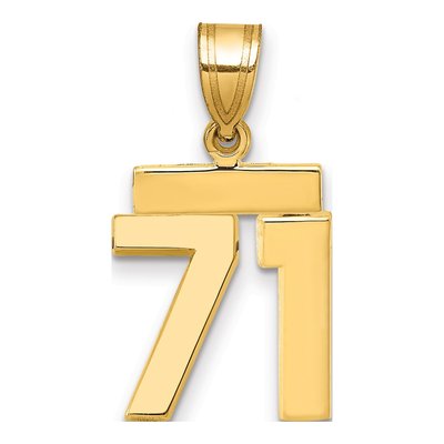 14K Yellow Gold Small Number 71 Pendant