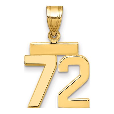 14K Yellow Gold Number 72 Charm