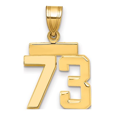 14K Yellow Gold Small Number 73 Pendant