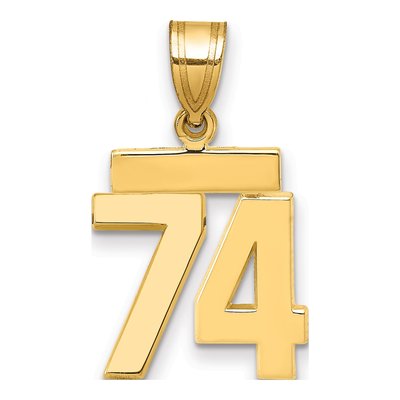 14K Yellow Gold Number 74 Charm
