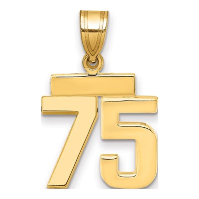 14K Yellow Gold Number 75 Charm