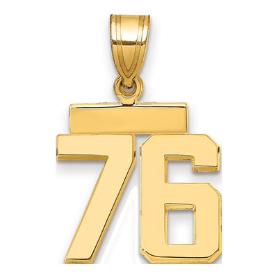 14K Yellow Gold Number 76 Charm