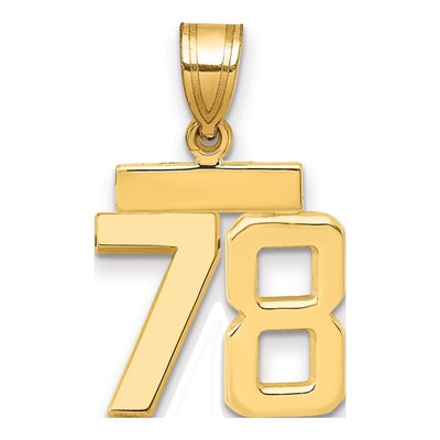 14K Yellow Gold Number 78 Charm