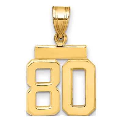 14K Yellow Gold Number 80 Charm