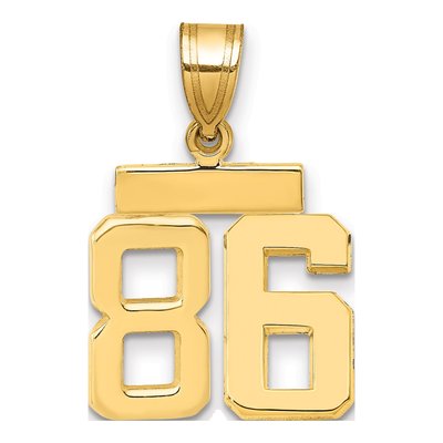 14K Yellow Gold Number 86 Charm