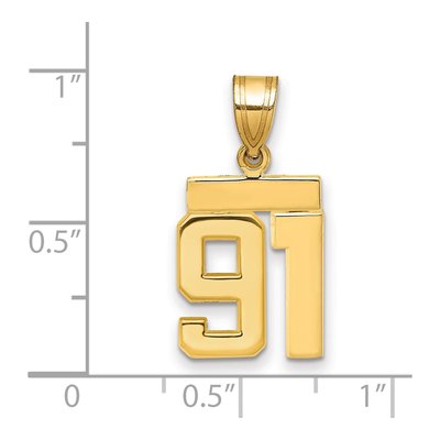 14K Yellow Gold Number 91 Charm – view 2