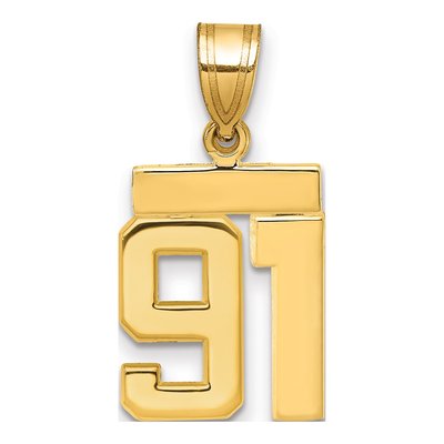 14K Yellow Gold Number 91 Charm