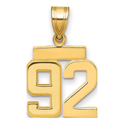 14K Yellow Gold Number 92 Charm