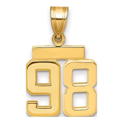 14K Yellow Gold Number 98 Charm